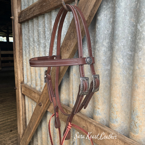 Brown Headstall - Horse Shoe Brand Buckles & Conchos