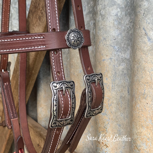 Brown Headstall - Horse Shoe Brand Buckles & Conchos