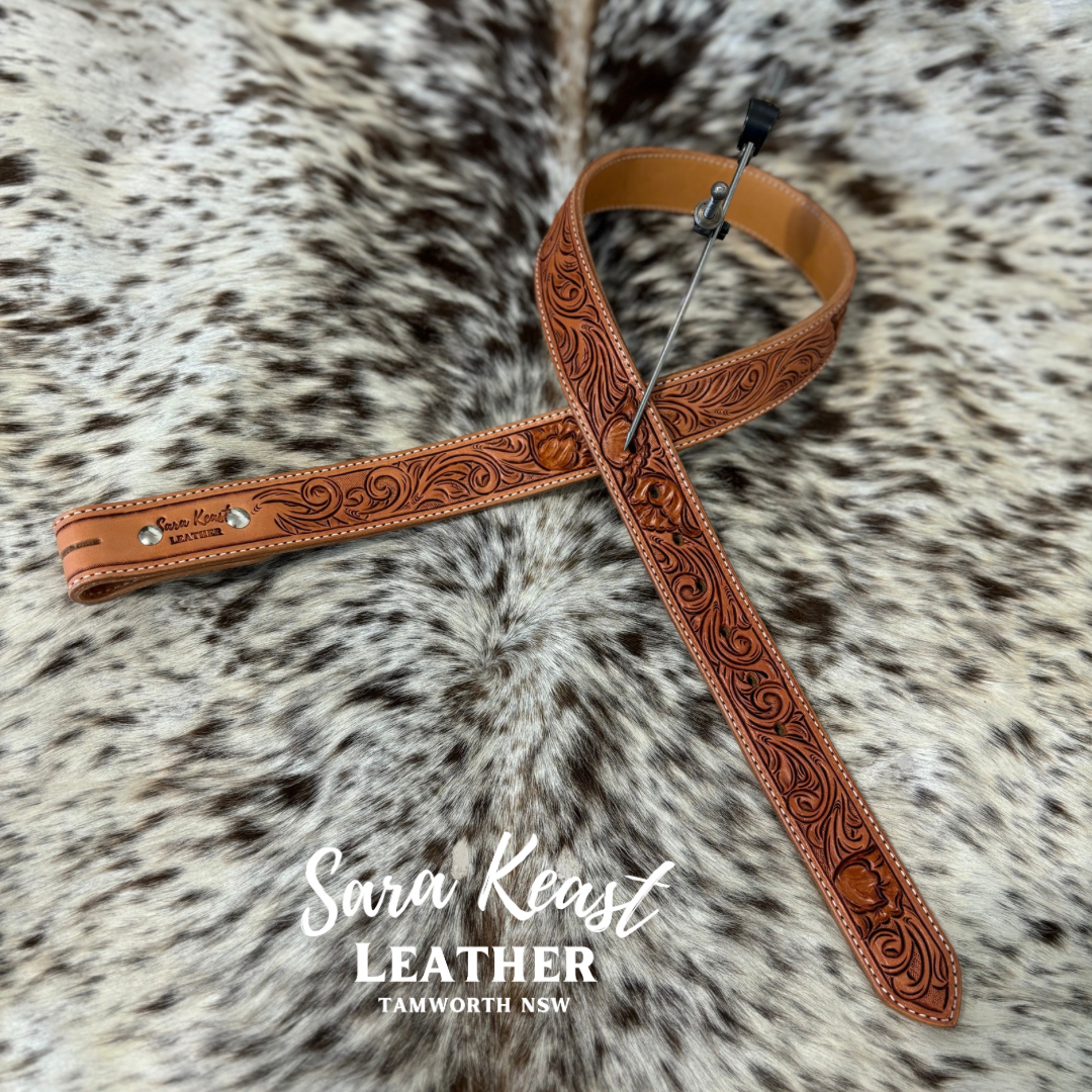 Floral tooled belt 36”