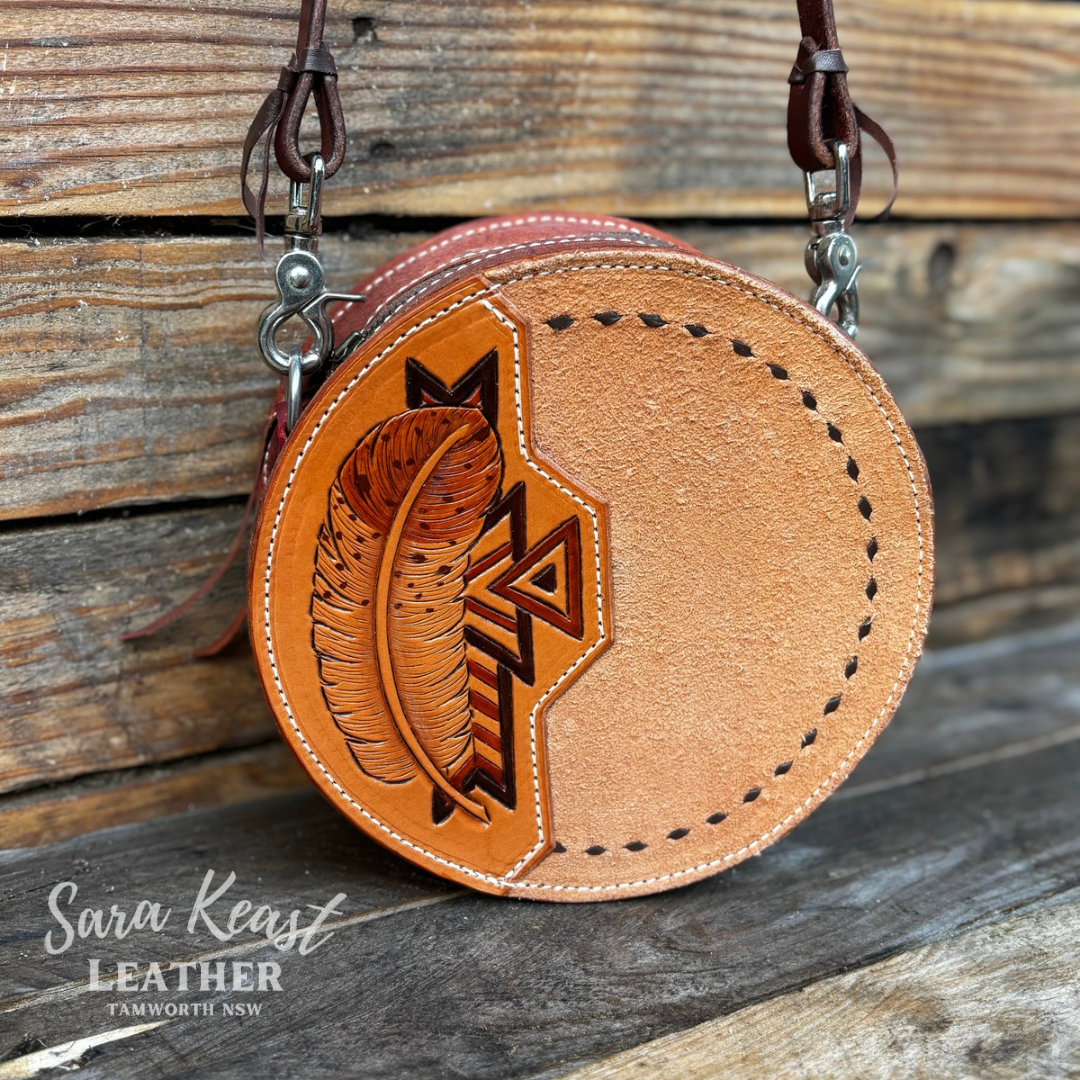 Aztec Feather Round Bag