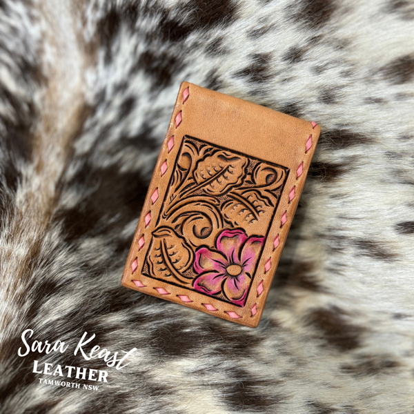 Mini Flip Card Wallet- Pink Floral